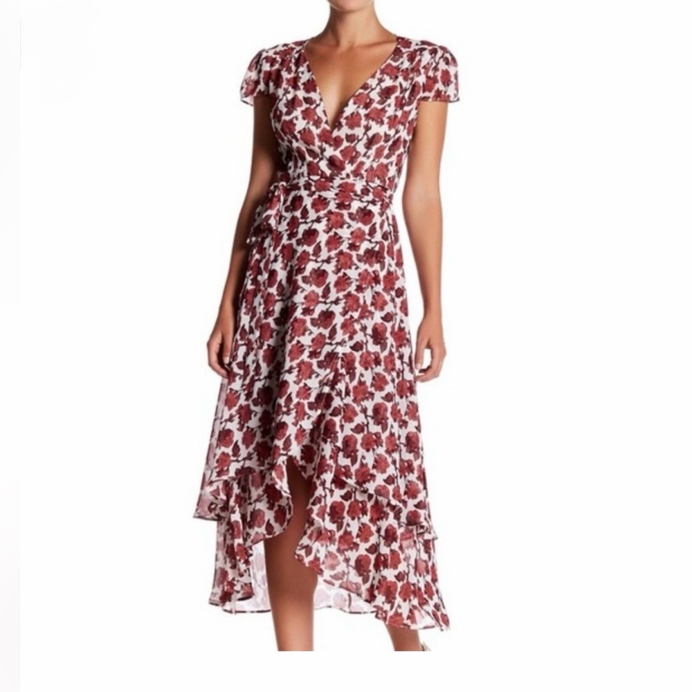 Betsey Johnson -VINTAGE STYLE Red Floral High Low Dress